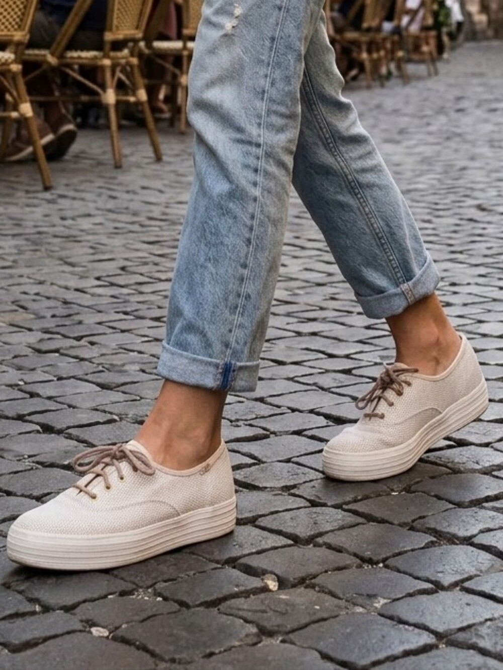 Keds Triple Dalmata Cream Leather Textured Dot Classic Platform Sneakers 8